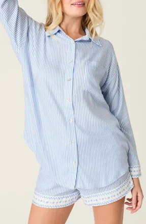 PJ Salvage Frutta Fresca Button-Up Pajama Top in Cornflower at Nordstrom, Size X-Large