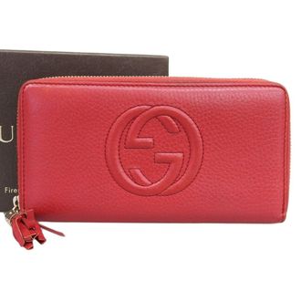 Gucci Red Color Leather Long Wallet (Bi-Fold) (Pre-Owned)