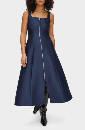 Aligne Paisley Satin Midi Dress in Midnight Blue at Nordstrom, Size 14