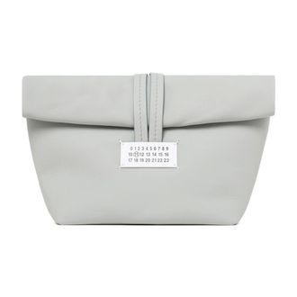 Maison Margiela Tassen, Dames, Grijs, ONE Size, Leer, Lichtgrijze Papieren Clutch Tas