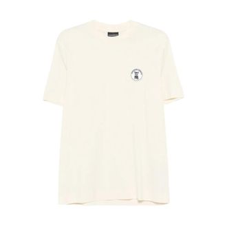 Emporio Armani Lyocell/katoen t-shirt - Heren - T-shirts - Beige - 2XL - Katoen - Tops