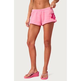 Edikted Barbie Blossom Sweat Shorts in Pink at Nordstrom, Size X-Large