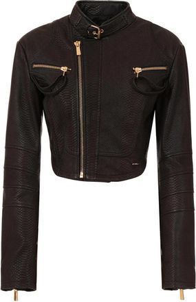 Roberto Cavalli Coats - Dames - Leren en Su&egrave;de Jassen - Zwart - M - Leer - Jassen