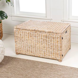 Happimess Anada Handwoven Wicker Weave Storage Trunk in White Wash at Nordstrom