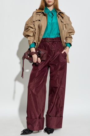 Fendi Silk Shirt With Side Slits, Womens, Green