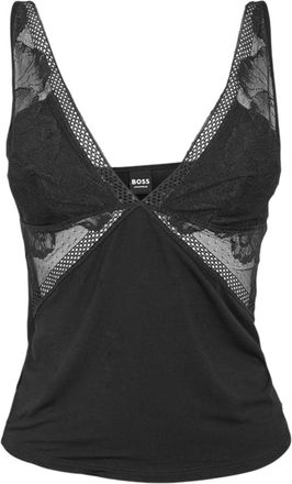 HUGO BOSS Pyjamatop voor dames met pioenrozenmotief (Zwart)