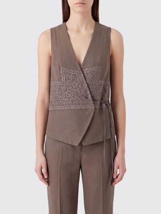 Giorgio Armani Jacquard Silk and Wool Blend Wrap Waistcoat with Tie Closure