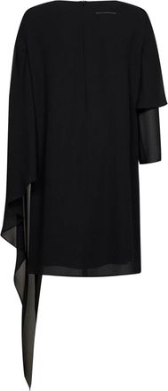 Maison Margiela Womens Short Chiffon Dress With Cape, Black Polyester