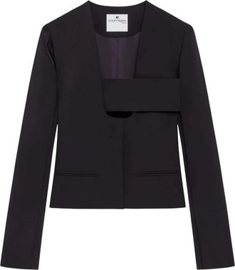Courr&egrave;ges Cut-Out Blazer Jas - Dames - Blazers - Zwart - XS - Leer - Jassen