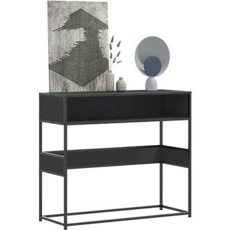 vidaXL Tavolino Consolle Nero 90x35x80 cm in Legno Multistrato - Vidaxl
