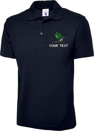 Generic Personalised Embroidered Your Text Gardener Services Polo Shirt, Work Workwear Farmer Uniform Unisex Adult Polo (Navy, 2XL, xx_l)