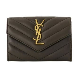 Saint Laurent Accessoires, Dames, Bruin, ONE Size, Leer, Cassandre Portemonnee