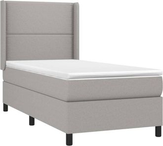 vidaXL Vidaxl - Cama Box Spring Colch&oacute;n Y Luces Led Tela Gris Claro 90x190 Cm