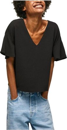 Pepe Jeans London Elegante Katoenblend Blouse - Dames - T-shirts - Zwart - XS - Katoen - Tops