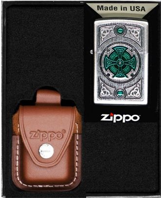 OEM Juego De Encendedores Zippo Cruz Verde Celta Regalo N.&deg; 4