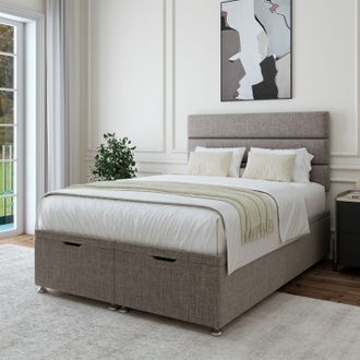 Bedmaster Linen Ottoman Divan Base in Grey | Size: Double