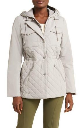 Zella Active Quilted Hooded Jacket in Grey Pebble at Nordstrom Rack, Size Large