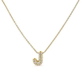 House of Brilliance 10K Gold Diamond Accent A-Z Initial Bubble Pendant Necklace in Yellow | J at Nordstrom
