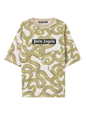 Palm Angels snake-pattern logo T-shirt - Neutrals