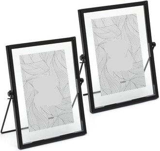 OEM Paquete De 2 Marcos De Fotos De Cristal De Pie Tama&ntilde;o A5, Estilo Retro De Metal, Marcos De Fotos Cristal Negro Oficina Pinturas Flores Secas Diy