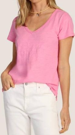 Dylan Womens Short Sleeve Deep V-Tee In Love Pink