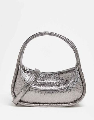 Valentino Elix - Borsa con manico superiore colore argento canna di fucile metallizzato