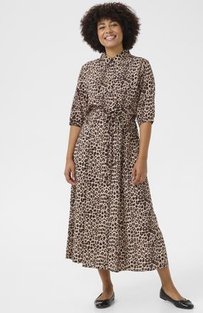 Cream Jurk Feminine Animal Neutral animal