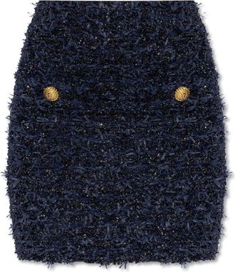 Balmain Tweed rok met lurex draad - Dames - Korte rokken - Blauw - XS - Tweed - Rokken