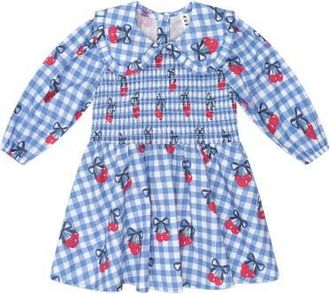 Huxbaby Cherry Gingham Shirred Dress in Bijou Blue Check at Nordstrom, Size 6-12M Au