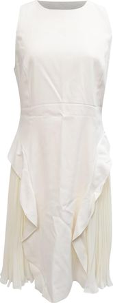 Philosophy di Lorenzo Serafini Pre-owned Womens by Pleated Ruffled Midi Dress in Cream Rayon - Size 8 UK
