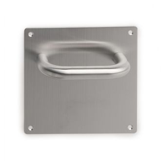 Emuca Juego De Manillas Con Placa De 17x17 Cm Para Puertas De Interior, Forma En U, Acero Inoxidable, N&iacute;quel Satinado - Emuca