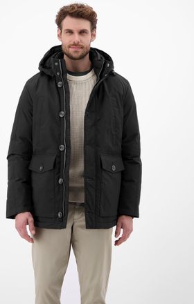 Lerros Wintermantel LERROS Herren Wintermantel mit Kapuze, Herren, Gr. XXL, schwarz, 100% Polyester, M&auml;ntel Wintermantel