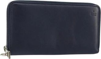 Gucci Pre-owned Leather Wallet - Dames - Vintage Accessoires - Blauw - ONE Size - Leer - Vintage