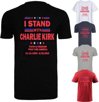 Generic I Stand with Charlie Kirk | Printed Unisex Short Sleeve T-Shirt Multicolour