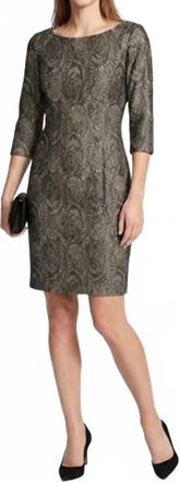 Eliza J Metallic Jacquard Dress In Black Gold Lace