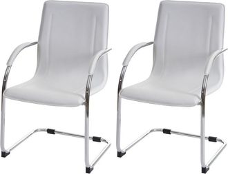 Hhg Set 2x sedie ufficio sala attesa studio a slitta Samara acciaio 56x56x93cm bianco