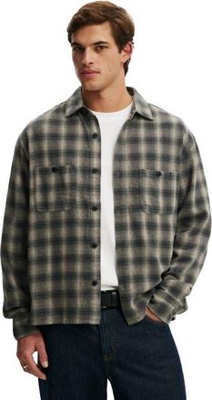 Cotton On Mens Richmond Long Sleeve Shirt in Charcoal Ombre Check at Nordstrom, Size Xx-Large