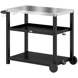 OUTSUNNY Carrito de parrilla 102x50x81 cm gris carb&oacute;n