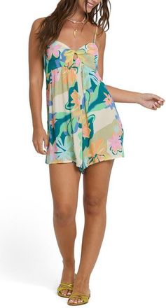 Billabong In a Twist Floral Romper in Blue Multi at Nordstrom, Size X-Small
