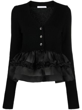 Cecilie Bahnsen ruffle-hem button-up jumper - Black