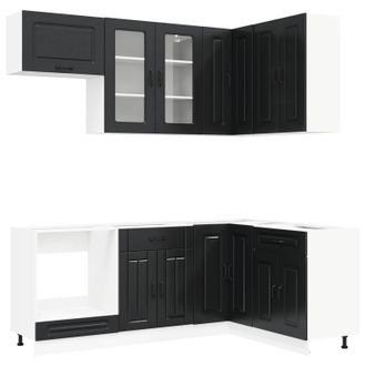vidaXL Unidad De Cocina Kalmar 8 Uds. Negro Madera De Ingenier&iacute;a Vidaxl