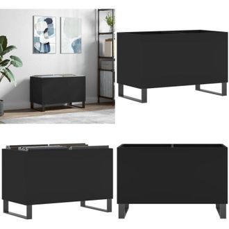 vidaXL Mobile Porta Dischi Nero 74,5x38x48 cm in Legno Multistrato - Mobile porta vinili - Mobile per musica