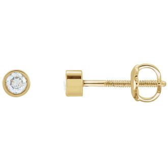 Diamond2Deal 1/8ct Lab-Grown Diamond Stud Earrings Clarity SI, Color G-H, 14k Gold