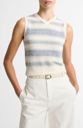 Vince Summer Fair Isle Silk Blend Sweater Vest in Pale Tide Combo at Nordstrom, Size Xx-Small