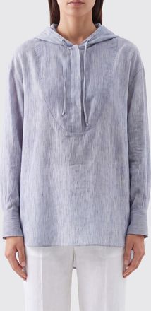 Brunello Cucinelli Camicia a righe con cappuccio in lino e seta