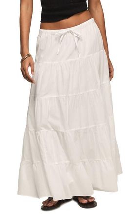 Lucky Brand Tiered Poplin Maxi Skirt in Bright White at Nordstrom, Size Medium