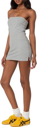 Edikted Gail Strapless Stretch Cotton Romper in Gray-Melange at Nordstrom, Size Medium