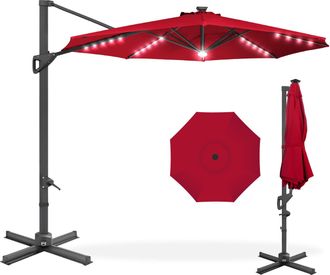 Best Choice Products 10ft 360-Degree Solar LED Lit Cantilever Patio Umbrella, Outdoor Hanging Shade