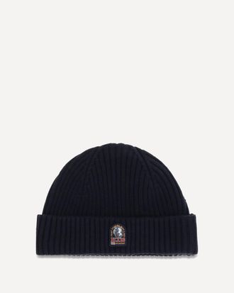 Parajumpers Beanie in ribbed knit with logo Male L-XL