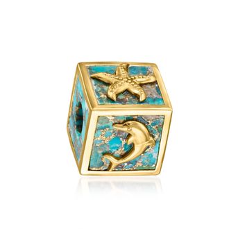Ross-Simons Turquoise Sea Life Bead Charm in 18kt Gold Over Sterling
